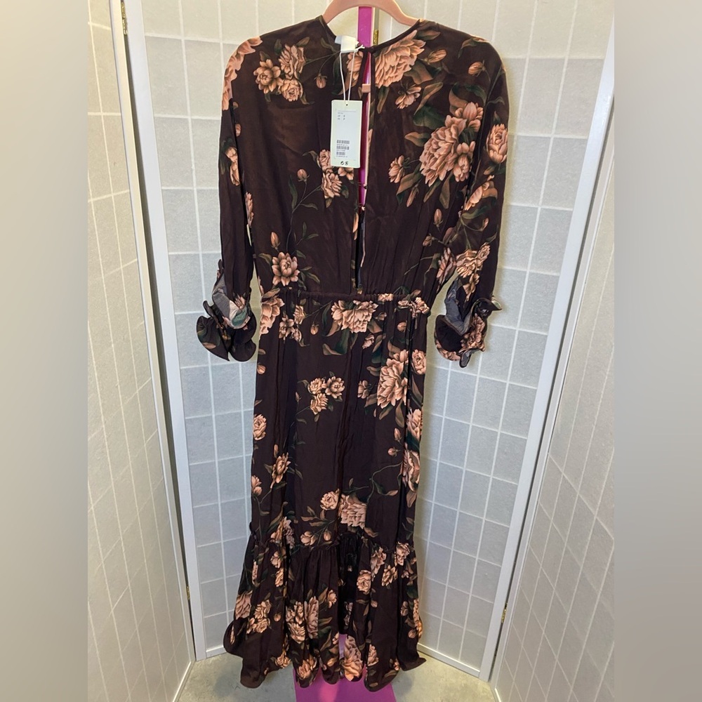 NWT Johanna Ortiz x H&M Pink Floral Long Sleeve Dress - Picture 10 of 11